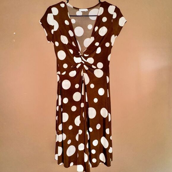 KoKoon Women's Brown Polka Dot Wrap Dress - Size Medium - Picture 6 of 8